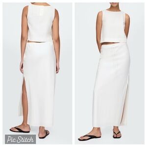 Gap Linen Blend Midi Skirt xs & Crop Tank s Off White Set